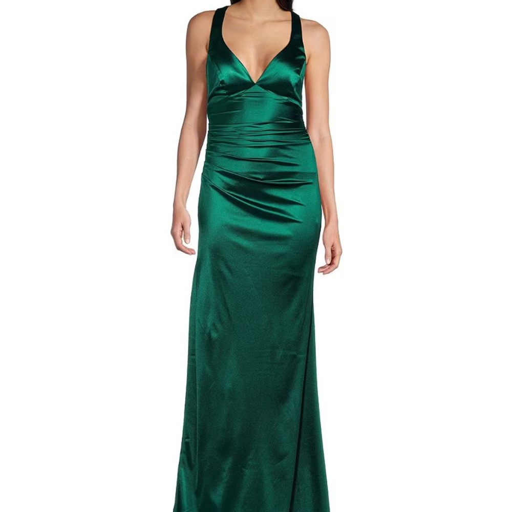 Green Satin Formal Dress